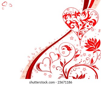 Valentines Day background with Hearts and floral pattern, element for design, vector illustration