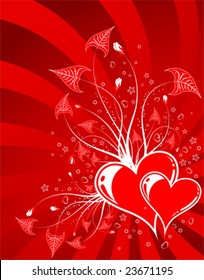 Valentines Day background with Hearts and floral pattern, element for design, vector illustration