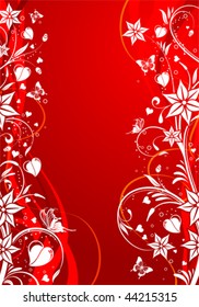 Valentines Day background with Hearts and floral pattern, element for design, vector illustration