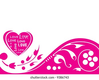 Valentines Day background with Hearts, and  flower  element , vector illustration