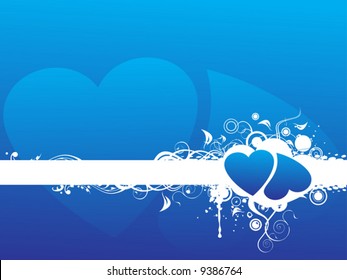 Valentines Day background with Hearts, flower and wave, element for design, vector illustration