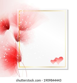 Valentine's Day background with hearts and flowers
