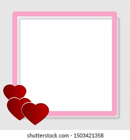 Valentine's day background with hearts and frame. Place for text.