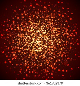 Valentines Day Background. Hearts Glitter Sparkles.