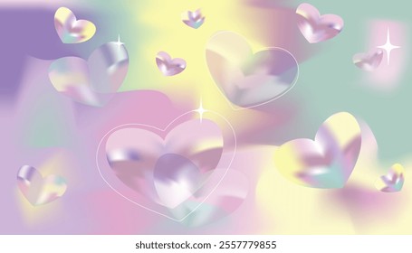 Valentine`s Day Background with Hearts Gradient Magic Design. Vector Illustration for Valentine`s Day Greetings Banner Design. Love Concept Trendy Abstract Template for Holiday Design. Not AI