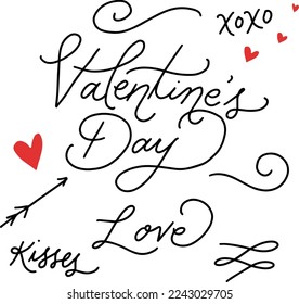 Valentines day background with hearts and hand lettering illustration. Vector illustration. Custom print good for wallpaper, flyers, invitation, posters, brochure, banners, greeting cards, etc. 