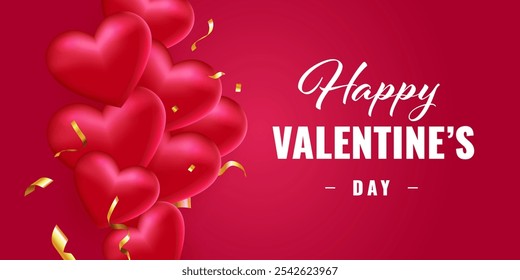 Valentines Day background with hearts. Holiday vector illustration