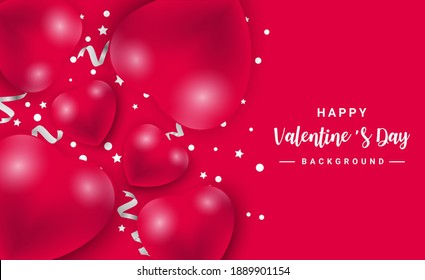 Valentines day  background with hearts icon pattern. Valentine hearts on red background floating with happy valentines day greetings.Vector Illustration