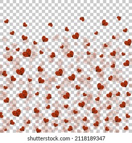 Valentines day background with hearts. Isolated on transparent background, vector illustration, eps 10