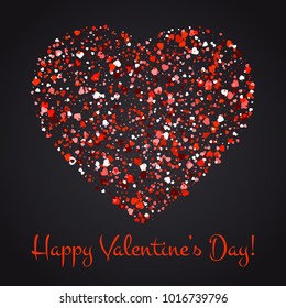 Valentines Day background with hearts on dark. Vector illustration