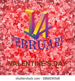 Valentine's Day. Background of hearts on February 14. Abstract background of red hearts vector illustration. Beautiful postcard for the holiday.