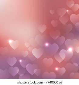 Valentines Day Background with hearts on pink background. Vector design for your cards, flyers, brochures, posters, banners etc. Vector holiday design