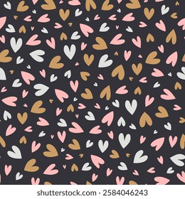 Valentine`s Day Background with Hearts Ornament. Vector Illustration for Valentine`s Day Greetings Banner Design. Heart Seamless Pattern in Trendy Cute Style for Modern Holiday Design.