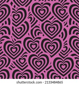 Valentine's day background with hearts
overlapping valentine hearts on black pattern vector 
