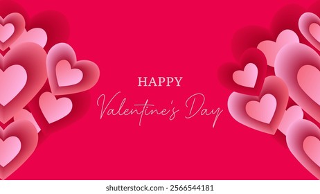 Valentine's day background with hearts with pink background