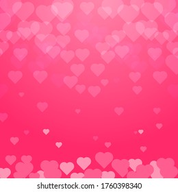 Valentine's day background with hearts. Romantic decoration elements. Background with falling hearts confetti. Vector illustration
