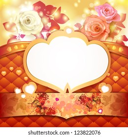 Valentine's day background with hearts and roses