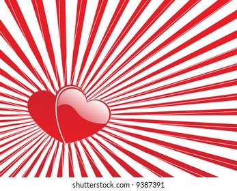 Valentines Day background with Hearts and stripes, vector illustration