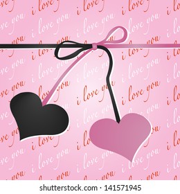 Valentine's Day background with hearts tied