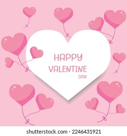 Valentine's Day background with hearts and typographic of Happy Valentine's Day text. vector illustration.