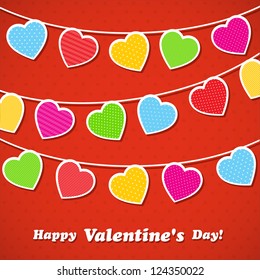 Valentine's Day background with hearts. Vector illustration.