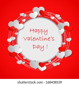Valentines day background with hearts, vector illustration