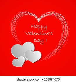 Valentines day background with hearts, vector illustration