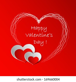 Valentines day background with hearts, vector illustration