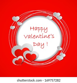 Valentines day background with hearts, vector illustration