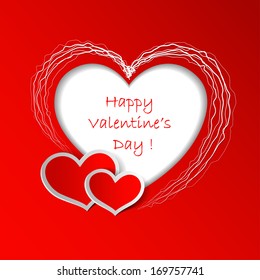 Valentines day background with hearts, vector illustration