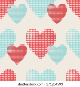 Valentines Day background with hearts. Vector seamless heart wallpaper background. 