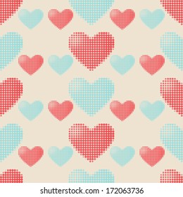 Valentines Day background with hearts. Vector seamless heart wallpaper background. 