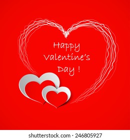 Valentines day background with hearts, vector illustration