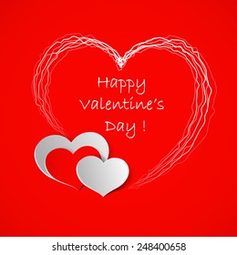 Valentines day background with hearts, vector illustration