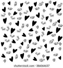 Valentine's day background with hearts, vector illustration
