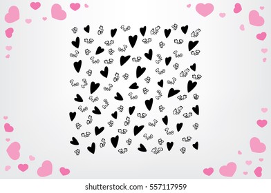 Valentine's day background with hearts, vector illustration