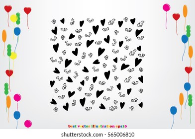 Valentine's day background with hearts, vector illustration.