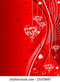 Valentines Day background with Hearts and wave pattern, element for design, vector illustration