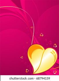 Valentines Day background with Hearts and wave pattern, element for design, vector illustration