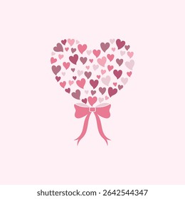Valentine's Day background with heartsand ribbon