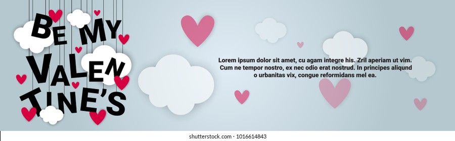 Valentines Day Background Horizontal Banner With Copy Space Vector Illustration