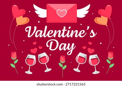 valentine's day background illustration in flat style design