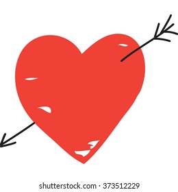 Valentines Day Background. Isolated heart. Hand drawn illustration. 