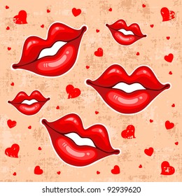 Valentine's Day background with kissing lips