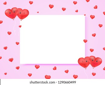 Valentines day background layout with balloons heart. Wallpaper, posters, brochure, banner. Vector illustrations.