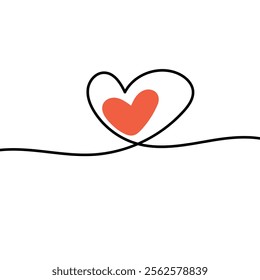 Valentines day background with Line Heart Shaped. Vector illustration