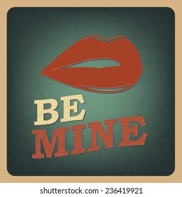 Valentine's Day background with lips shape. Love poster (EPS10 Vector)