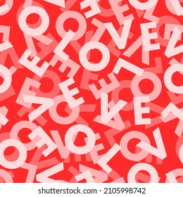 valentine's day background. LOVE letters seamless pattern.Texture for fabric, wrapping, wallpaper