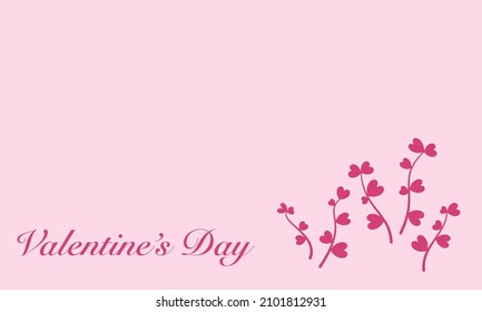 Valentines Day background. Love romantic theme. Tree branches with hearts shaped leaves. Vector illustration.