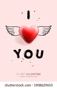 Valentine's day background with I Love You. Romantic banner, greeting card, flyer and brochure, vector illustration
